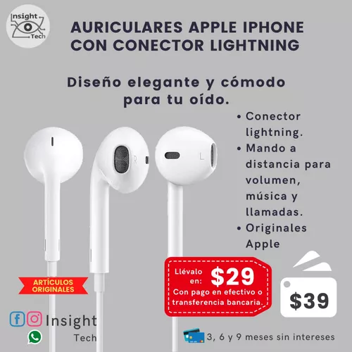 Auriculares EarPods originales lightning para iPhone