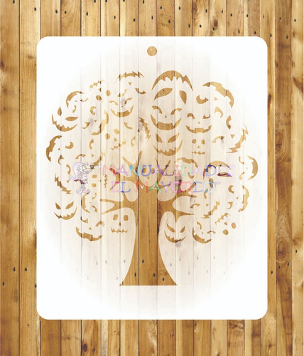 Plantilla Stencil Árbol Calabaza 259 Para Manualidades