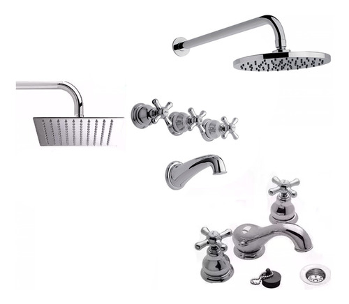 Juego Grifería Baño Ducha Mesada Fv Denisse C Duchon Metal