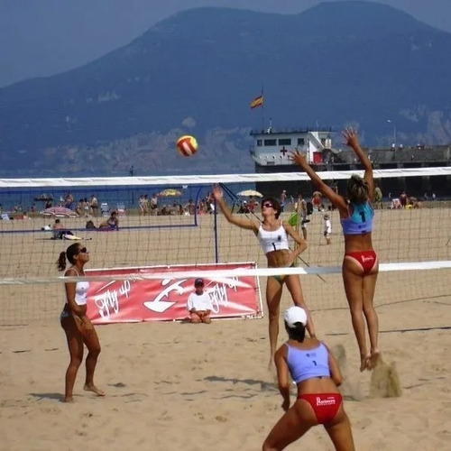 Imagen 5 de 7 de Pelota De Voley Tricolor Cuero Sintetico Cosida Beach Volley