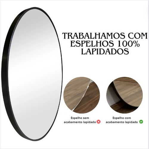 Espelho Redondo Decorativo De Parede Com 90cm De Diâmetro