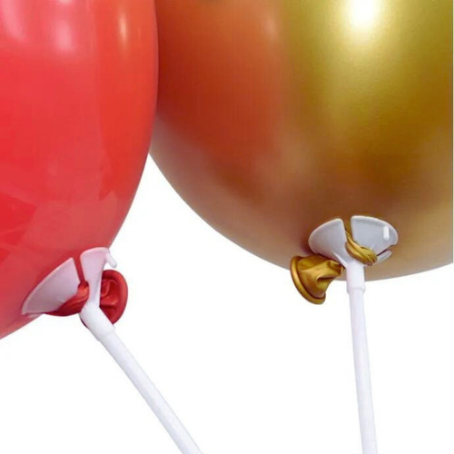 Kit 100 Varetas 30cm Com Suporte Pega Balão Transparente
