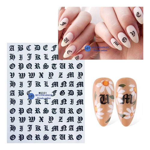 Stickers Autoadhesivos Para Uñas - Letras Números - Nail Art