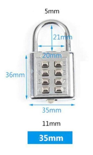 Candado Acero Inoxidable, Mxlks-005, 2pzas, 8 Teclas, Plata
