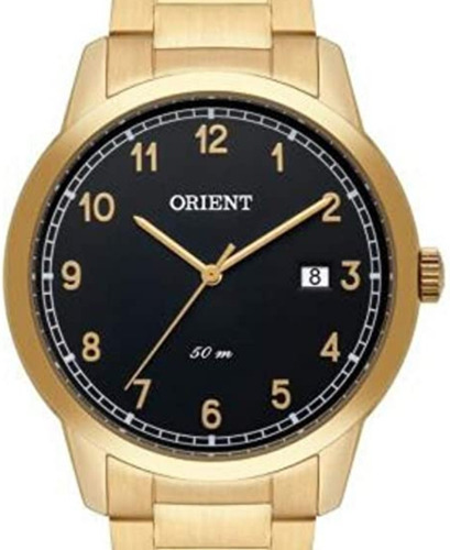 Relógio Masculino Dourado Fundo Preto Data Orient