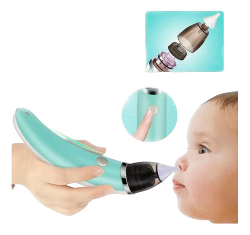 Aspirador Nasal Para Bebés Limpiador Eléctrico De Nariz Color Verde Claro