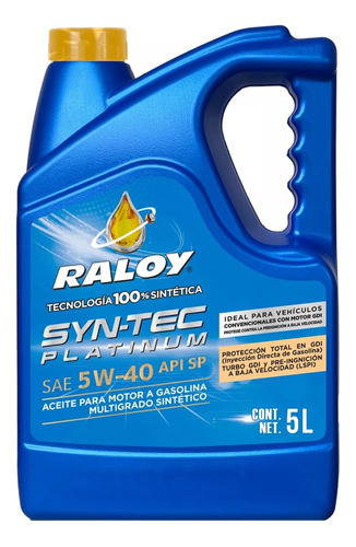 Aceite Motor Sintético Raloy Syntec Platinum 5w40 Sp 5l