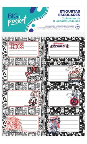 Rotulo Etiqueta Ppr Blister X 16 Etiquetas - Avengers