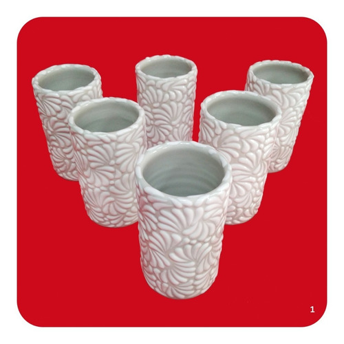 Imagen 6 de 6 de Jarra De Talavera Poblana Barroca Blanca C/6 Vasos M1 Jrr