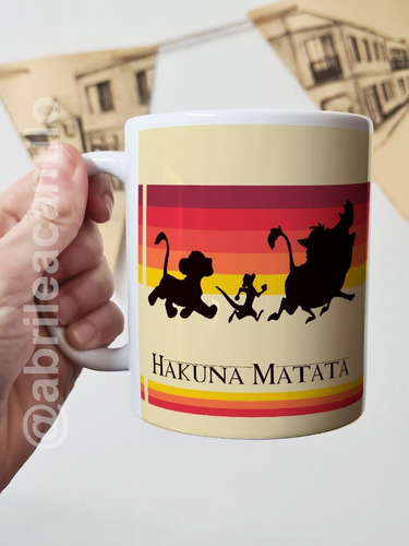 Taza El Rey León Hakuna Líneas Cerámica Importada Orca