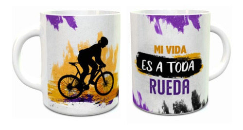 Taza De Ceramica Ciclista  Vida A Toda Rueda 