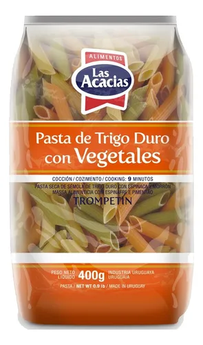Pasta Trigo Duro Vegetales Mostacholes Las Acacias 400 Grs