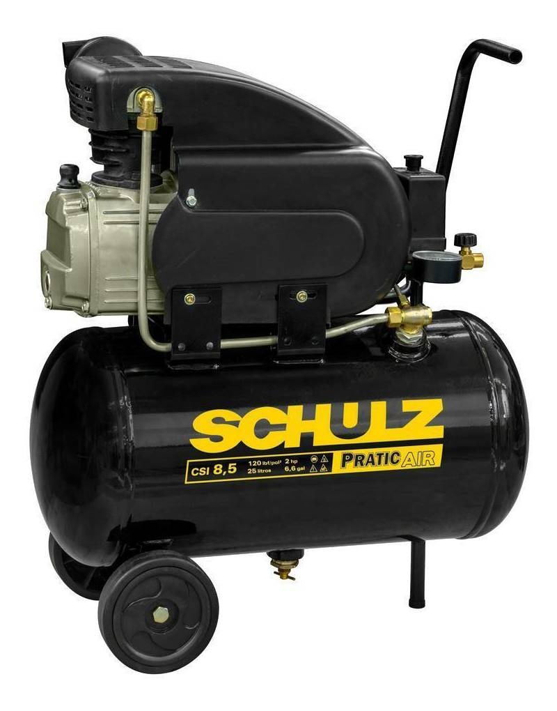 Compressor de ar elétrico portátil Schulz Pratic Air CSI 8.5/25 monofásica 22.9L 2hp 220V 60Hz preto