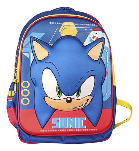 Mochila Infantil Escolar 3d Sonic Prime 40x30x11 Cm Oficial 