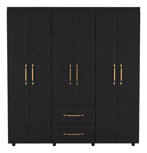 Closet Golden Seis Puertas Y Dos Cajones Negro