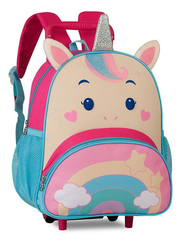 Mochila De Rodinhas Escolar Infantil Bichinhos E Unicornio