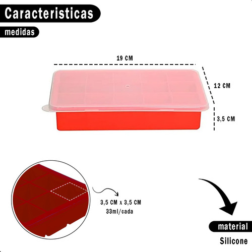 Forma De Silicone Com Tampa Flexível 15 Cubos Gelo Papinhas