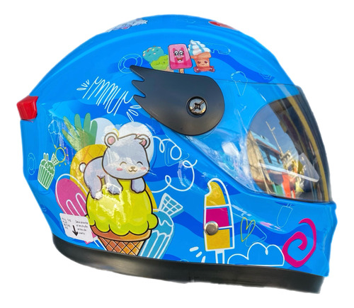 Casco Infantil Para Moto Con Luz