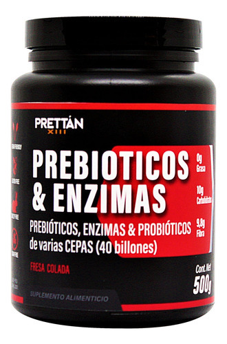 Proteina Prebioticos & Enzimas Suplemento 500g Fresa Prettan Sabor Fresa Colada