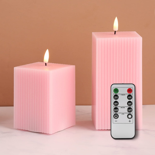 Girimax Velas Cuadradas Rosas 3 Pulgadas De Alto, 4 Pulgad