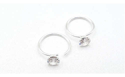 Aros Argollitas 10 Mm   Cubics Zirconio. Plata 925