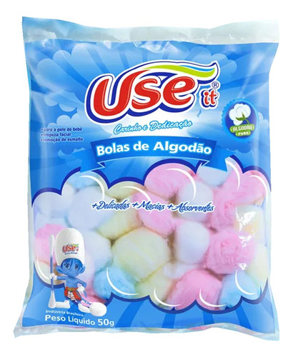 Algodão Bolas Colorido Useit Macias Absorventes Pacote 50g