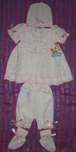 Imagen 4 de 10 de Vestido Tejido Ajuar Niña Bebe