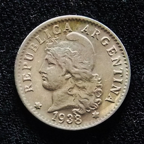 Argentina 5 Centavos 1938 Sin Circular Cj 168