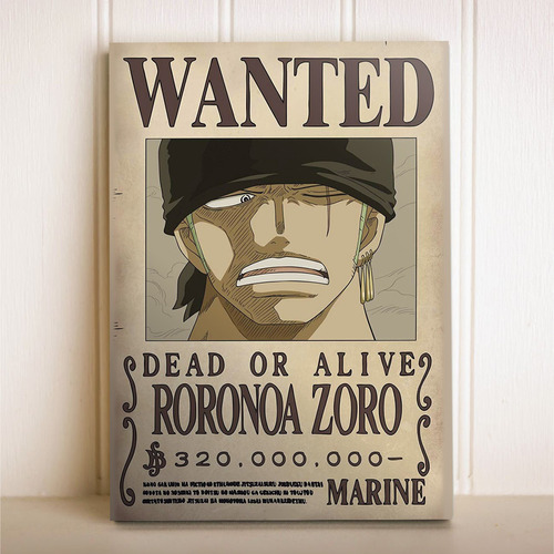 Placa Decorativa Anime One Piece Wanted Roronoa Zoro