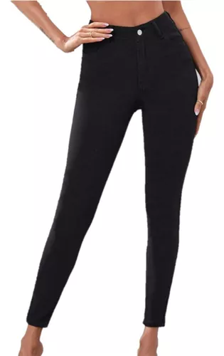 Pantalon Mujer Calza Leggins Chupin Elastizado Y Tiro Alto