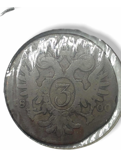 Moneda Austria Año 1800 E De 3 Kreuzer Habsburg (Usado)