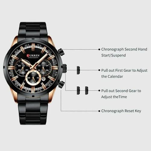 Reloj De Cuarzo Para Hombre 3atm Resistente Al Agua Curren