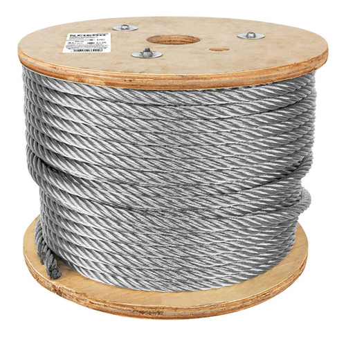 Cable De Acero 1/2' Flexible 7x19 Hilos Carrete 75 M