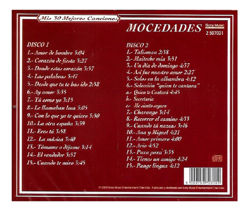 Cd Doble Mocedades / Mis 30 Mejores Canciones (2003)