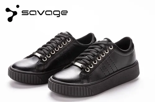 Zapatilla Mujer Savage Plataforma Sneaker Negra Zapato Lr26