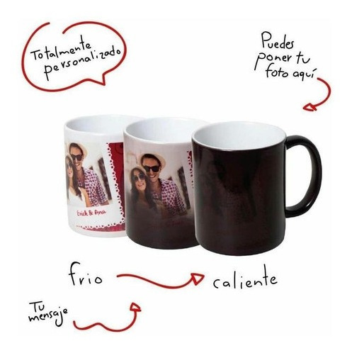 Imagen 2 de 5 de Taza Magica Personalizada Cambia Color Con Agua Caliente