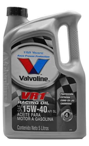 Aceite Motor Valvoline Vr1 Racing 15w40 Api Sl Multigrado 5l