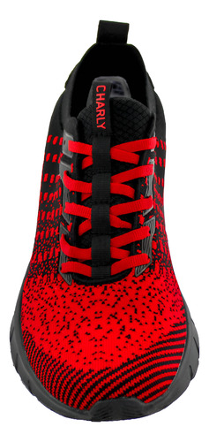 Tenis Caballero Deportivo Running Ligeros Charly 1086396 Negro/rojo