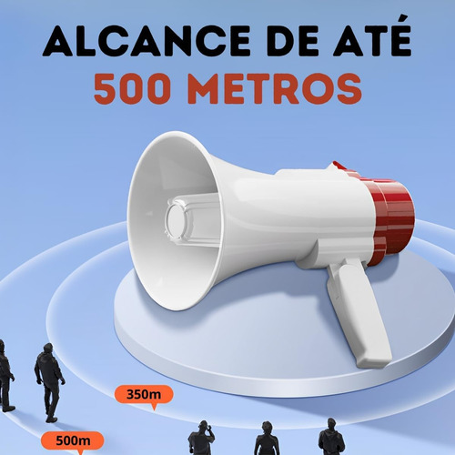 Megafone Profissional Com Gravador De Áudio, Sirene E Música