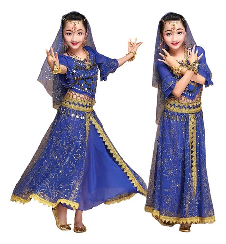 2024 Set De Disfraz De Danza India For Niños Sari Bollywood