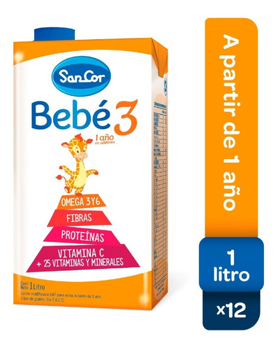 Leche Sancor Bebe 3 Nutricion Completa 1lt X 12 Unidades