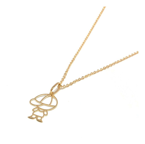 Cordão Com Pingente Menino Ouro 18k Corrente Bailarina 40cm Cor Amarelo