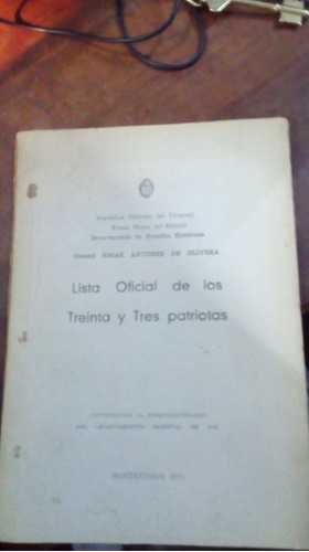 Libro Lista Oficial De Los Treinta Y Tres Patriotas 