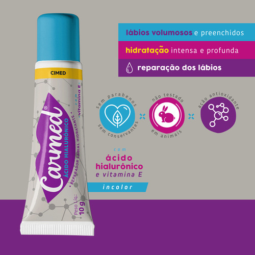 Hidratante Labial Carmed Acido Hialurônico Vitamina E 10g