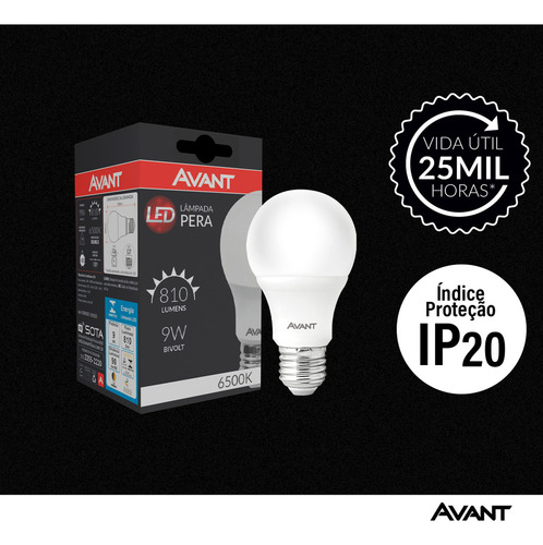 Kit 20 Lâmpada Led 9w Bulbo E27 6500k Branco Frio Luz Branco-frio 127/220v