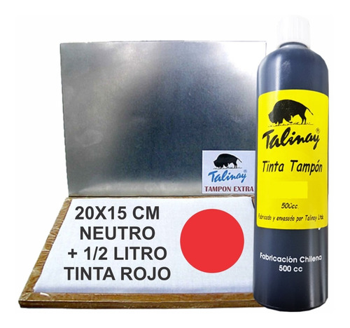 Tampon 15x20 Cm Con 1/2 Litro De Tinta Para Timbre De Madera
