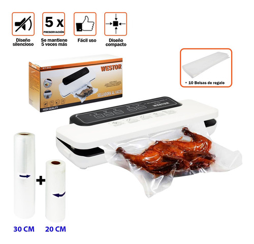 Selladora Al Vacío+2 Rollo De Bolsas Gofradas Kit-wt-d05