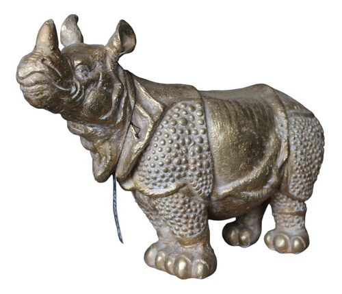 Estatua Rinoceronte Dorado 20x35cm Poliresina