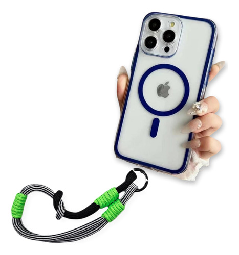 Funda Para Iphone 14 Pro Max Mica + Correa + Envio Gb04 Gris Oscuro Tpu 2