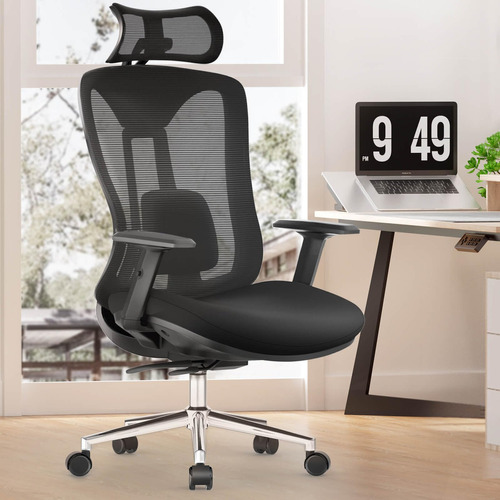 Silla De Oficina, Silla De Escritorio Ergonómica Con Desli. Color Negro